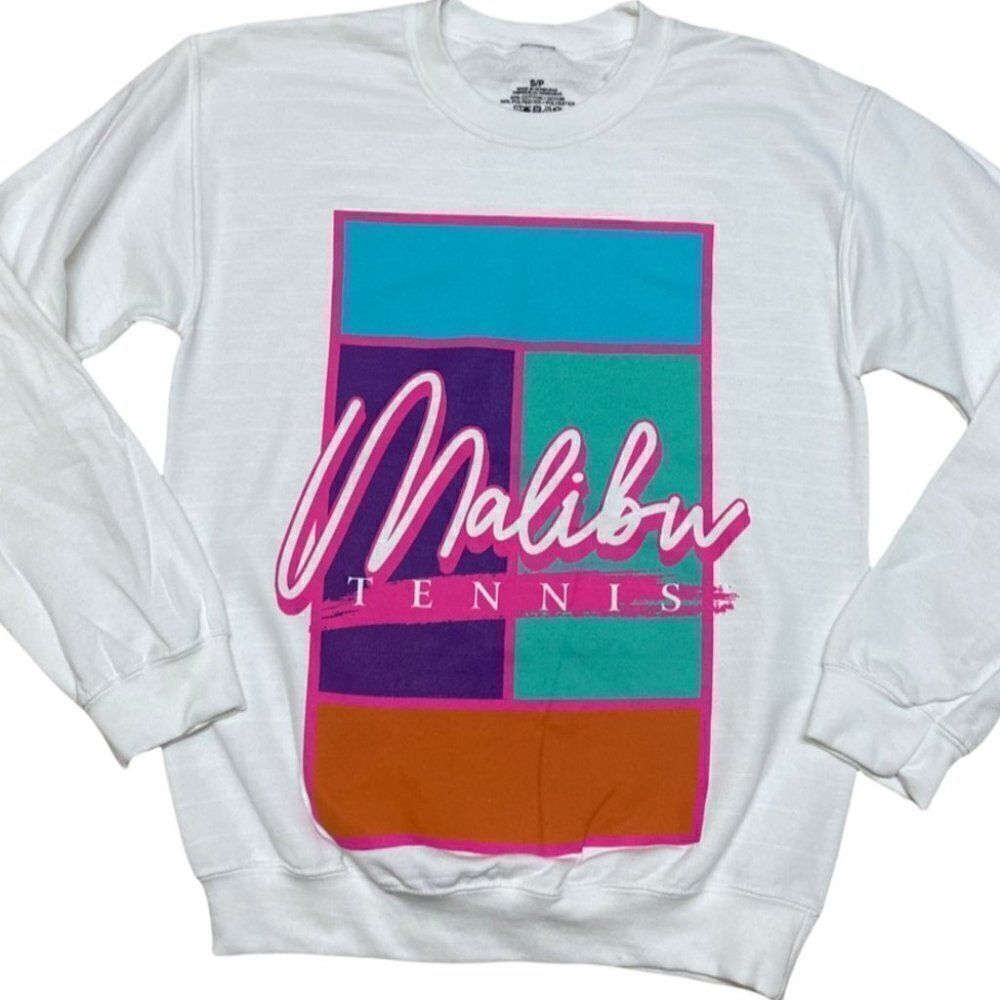 Malibu Tennis Club Sweatshirt WMNS M Colorful Barbie Sporty, Pullover Colorblock